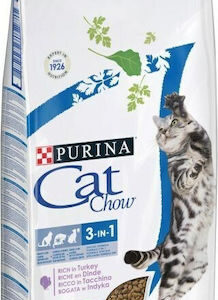 Purina Cat Chow 3in1 Ξηρά Τροφή χωρίς Γλουτένη για Ενήλικες Στειρωμένες Γάτες με Γαλοπούλα 15kg
