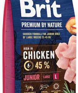 Brit Premium by Nature Junior Large 15kg Ξηρά Τροφή χωρίς Γλουτένη για Κουτάβια Μεγαλόσωμων Φυλών με Κοτόπουλο