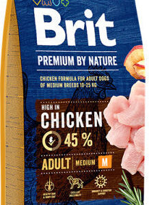 Brit Premium By Nature Adult Medium 15kg Ξηρά Τροφή για Ενήλικους Σκύλους Μεσαίων Φυλών με Κοτόπουλο
