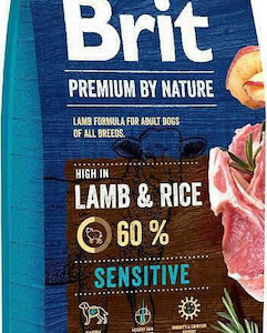 Brit Premium by Nature Adult Sensitive 15kg Ξηρά Τροφή χωρίς Γλουτένη για Ενήλικους Σκύλους με Αρνί και Ρύζι