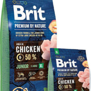 Brit Premium by Nature Junior XL 15kg Ξηρά Τροφή χωρίς Γλουτένη για Κουτάβια Μεγαλόσωμων Φυλών με Κοτόπουλο