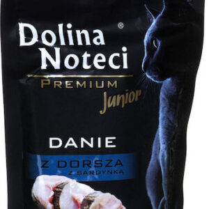 Dolina Noteci Premium Junior Υγρή Τροφή για Ανήλικες Γάτες σε Φακελάκι με Μπακαλιάρο και Σαρδέλα χωρίς Σιτηρά 85gr