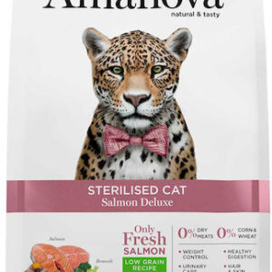 Amanova Sterilised Cat Ξηρά Τροφή χωρίς Γλουτένη, με Λίγα Σιτηρά για Ενήλικες Στειρωμένες Γάτες με Σολομό 1.5kg