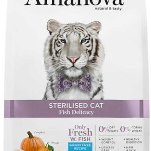 Amanova Sterilised Cat Ξηρά Τροφή χωρίς Σιτηρά για Ενήλικες Στειρωμένες Γάτες με Ευαίσθητο Ουροποιητικό με Ψάρια 1.5kg
