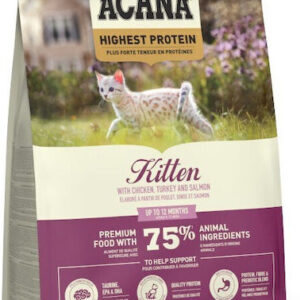 Acana High Protein Kitten Ξηρά Τροφή χωρίς Σιτηρά & Γλουτένη για Ανήλικες Γάτες με Κοτόπουλο / Γαλοπούλα / Σολομό 1.8kg
