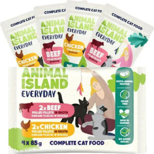 Animal Island Υγρή Τροφή για Ενήλικες Γάτες σε Φακελάκι με Κοτόπουλο χωρίς Γλουτένη 4x85gr