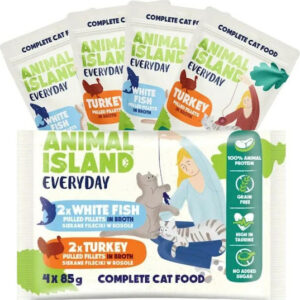 Animal Island Υγρή Τροφή για Ενήλικες Γάτες σε Φακελάκι με Γαλοπούλα χωρίς Γλουτένη 4x85gr