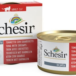 Schesir Natural Υγρή Τροφή για Ενήλικες Γάτες σε Κονσέρβα με Τόνο και Γαρίδες χωρίς Γλουτένη 85gr 55061110