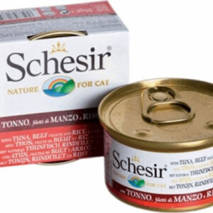 Schesir Nature for Cat Υγρή Τροφή για Ενήλικες Γάτες σε Κονσέρβα με Μοσχάρι, Ρύζι και Τόνο χωρίς Γλουτένη 85gr 55061097