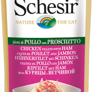 Schesir Nature for Cat Υγρή Τροφή για Ενήλικες Γάτες σε Φακελάκι με Ζαμπόν και Κοτόπουλο χωρίς Γλουτένη 50gr 21400231