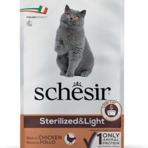 Schesir Sterilized & Light Ξηρά Τροφή Διαίτης, χωρίς Γλουτένη για Ενήλικες Στειρωμένες Γάτες με Κοτόπουλο 10kg
