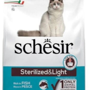 Schesir Sterilized & Light Ξηρά Τροφή Διαίτης, χωρίς Γλουτένη για Ενήλικες Στειρωμένες Γάτες με Ψάρια / Τόνο / Καλαμπόκι / Πατάτες 10kg