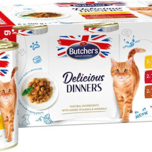 Butcher's Pet Care Delicious Dinners Υγρή Τροφή για Ενήλικες Γάτες σε Κονσέρβα με Κοτόπουλο χωρίς Γλουτένη 6x400gr