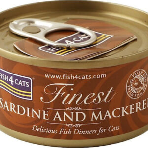 Fish4Cats Finest Υγρή Τροφή για Ενήλικες Γάτες σε Κονσέρβα με Σαρδέλα και Σκουμπρί χωρίς Γλουτένη 70gr CSW701