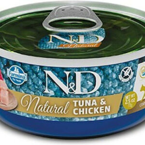 Farmina N&D Natural Υγρή Τροφή για Ενήλικες Γάτες σε Κονσέρβα με Κοτόπουλο και Τόνο χωρίς Γλουτένη 140gr PND140065