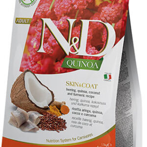 Farmina N&D Quinoa Skin & Coat Ξηρά Τροφή για Ενήλικες Γάτες με Ρέγγα 0.3kg