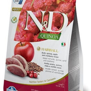 Farmina Quinoa Hairball Ξηρά Τροφή χωρίς Σιτηρά & Γλουτένη για Ενήλικες Γάτες με Πάπια 1.5kg