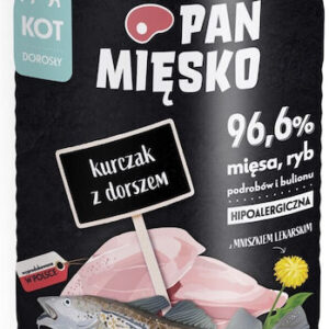 Pan Miesko Υγρή Τροφή για Γάτες σε Κονσέρβα με Κρέας, Κοτόπουλο και Μπακαλιάρο χωρίς Σιτηρά 400gr