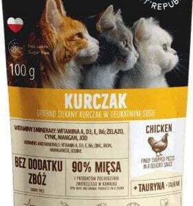 Pet Republic Υγρή Τροφή για Ενήλικες Γάτες σε Φακελάκι με Κοτόπουλο και Πουλερικά Διαίτης, χωρίς Γλουτένη 100gr VAT019622