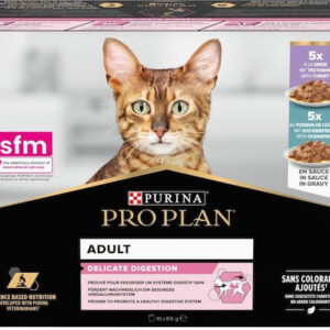 Purina Delicate Υγρή Τροφή για Ενήλικες Γάτες σε Φακελάκι με Γαλοπούλα και Ψάρια χωρίς Γλουτένη 10x85gr