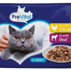 PreVital Υγρή Τροφή για Γάτες με Κοτόπουλο 4x100gr