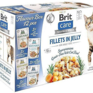 Brit Care Fillets in Jelly Υγρή Τροφή για Ενήλικες Γάτες σε Φακελάκι χωρίς Σιτηρά & Γλουτένη 12x85gr DLKRITKAM0005