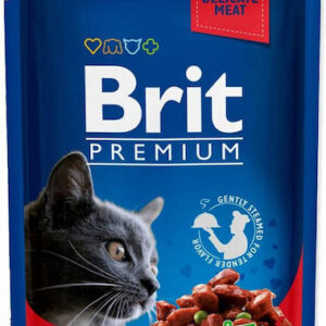 Brit Premium Υγρή Τροφή για Ενήλικες Γάτες σε Φακελάκι με Βοδινό χωρίς Γλουτένη 100gr 306082