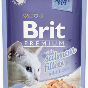 Brit Premium Jelly Fillets Υγρή Τροφή για Ενήλικες Γάτες σε Φακελάκι με Σολομό χωρίς Γλουτένη 85gr 306092