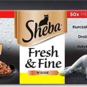 Sheba Υγρή Τροφή για Ενήλικες Γάτες σε Φακελάκι με Πουλερικά, Κοτόπουλο και Γαλοπούλα χωρίς Γλουτένη 50x50gr