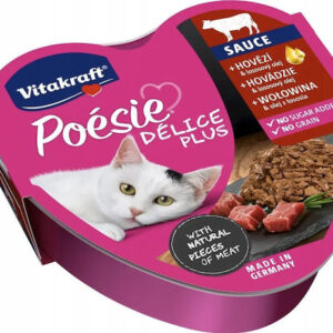 Vitakraft Poesie Delice Plus Υγρή Τροφή για Ενήλικες Γάτες σε Ταψάκι με Βοδινό χωρίς Γλουτένη 85gr