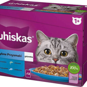 Whiskas Sachets Flavours Υγρή Τροφή για Γάτες σε Φακελάκι με Μπακαλιάρο, Σολομό, Τόνο και Ψάρια 12x85gr 318535