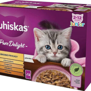 Whiskas Pure Delight Υγρή Τροφή για Ανήλικες Γάτες σε Φακελάκι με Γαλοπούλα, Κοτόπουλο και Πάπια χωρίς Γλουτένη 12x85gr 318537