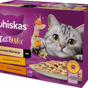 Whiskas Tasty Mix Υγρή Τροφή για Ενήλικες Γάτες σε Κονσέρβα με Βοδινό και Κοτόπουλο 12x85gr 318540