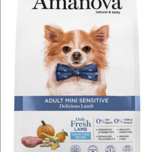 Amanova Adult Mini Sensitive 2kg Ξηρά Τροφή χωρίς Σιτηρά & Γλουτένη για Ενήλικους Σκύλους Μικρόσωμων Φυλών με Αρνί