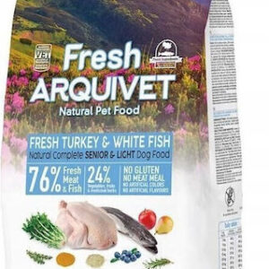 Arquivet Fresh 10kg Ξηρά Τροφή Διαίτης, χωρίς Σιτηρά & Γλουτένη για Ηλικιωμένους Σκύλους με Γαλοπούλα και Ψάρια