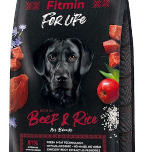 Fitmin For Life Adult 12kg Ξηρά Τροφή χωρίς Γλουτένη για Ενήλικους Σκύλους με Βοδινό και Ρύζι