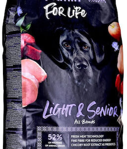Fitmin For Life Light & Senior 12kg Ξηρά Τροφή Διαίτης, χωρίς Γλουτένη για Ηλικιωμένους Σκύλους με Κοτόπουλο και Κρέας