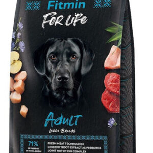 Fitmin For Life Adult 12kg Ξηρά Τροφή χωρίς Γλουτένη για Ενήλικους Σκύλους Μεγαλόσωμων Φυλών με Κρέας