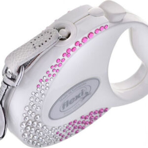 Flexi Glam Composition Swarovski Crystals S Dog Retractable Lead 3 M White
