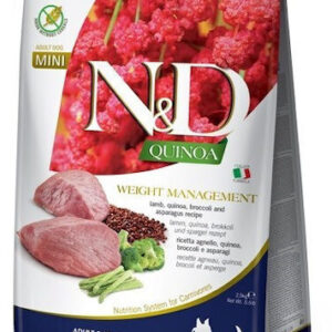Farmina N&D Quinoa Weight Management Adult Mini 2.5kg Ξηρά Τροφή χωρίς Σιτηρά & Γλουτένη για Ενήλικους Σκύλους Μικρόσωμων Φυλών με Αρνί