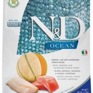 Farmina N&D Ocean Adult Mini 0.8kg Ξηρά Τροφή χωρίς Σιτηρά & Γλουτένη για Ενήλικους Σκύλους Μικρόσωμων Φυλών με Σολομό και Ψάρια