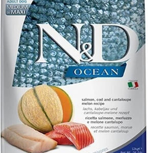 Farmina N&D Ocean Adult Medium & Maxi 12kg Ξηρά Τροφή χωρίς Σιτηρά & Γλουτένη για Ενήλικους Σκύλους Μεσαίων & Μεγαλόσωμων Φυλών με Σολομό