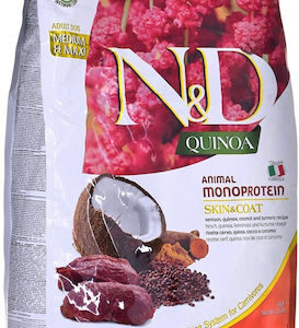 Farmina N&D Quinoa Skin & Coat 7kg Ξηρά Τροφή χωρίς Σιτηρά για Ενήλικους Σκύλους Μεσαίων & Μεγαλόσωμων Φυλών με Ελάφι
