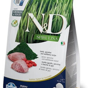Farmina N&D Spirulina 7kg Ξηρά Τροφή χωρίς Σιτηρά & Γλουτένη για Κουτάβια Μεσαίων & Μεγαλόσωμων Φυλών με Αρνί