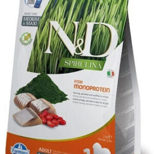 Farmina N&D Spirulina 2kg Ξηρά Τροφή χωρίς Σιτηρά & Γλουτένη για Ενήλικους Σκύλους Μεσαίων & Μεγαλόσωμων Φυλών με Ρέγγα