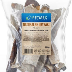 Petmex Petmex Skóra Wołowa Z Futrem Gryzak Naturalny 15cm 200g