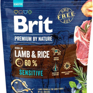 Brit Premium By Nature Adult Sensitive 1kg Ξηρά Τροφή χωρίς Γλουτένη για Ενήλικους Σκύλους με Αρνί και Ρύζι