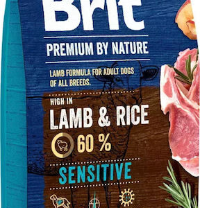 Brit Premium by Nature Adult Sensitive 8kg Ξηρά Τροφή χωρίς Γλουτένη για Ενήλικους Σκύλους με Αρνί και Ρύζι