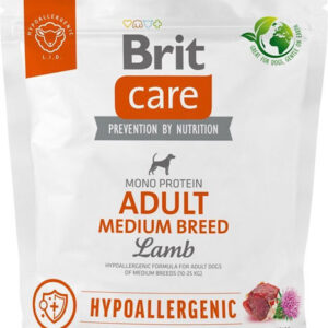 Brit Care Adult Medium Breed Hypoallergenic 1kg Ξηρά Τροφή χωρίς Γλουτένη για Ενήλικους Σκύλους Μεσαίων Φυλών με Αρνί