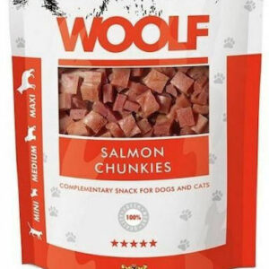 Woolf Snacks Salmon Chunkies Λιχουδιές Σκύλου χωρίς Σιτηρά & Γλουτένη με Σολομό 100gr